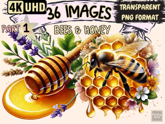 Bees & Honey P1 Clipart: Sweeten Your Designs