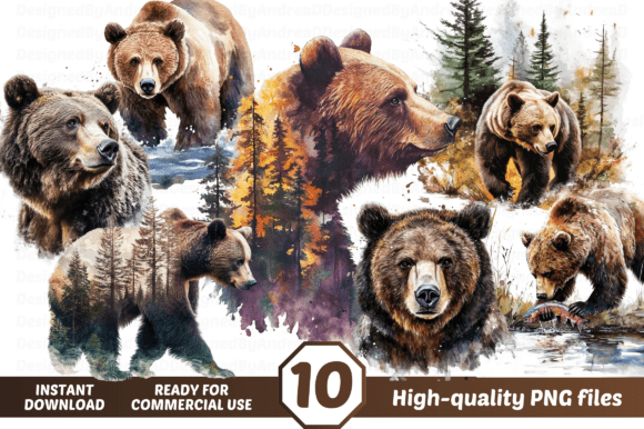 Bring the Wilderness to Life: Bear in Forest Clipart & Grizzly PNG