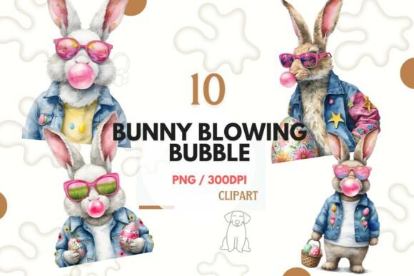 Cool Easter Bunny Bubble PNG Bundle for Spring Projects