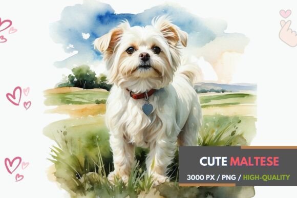 Cute Maltese Dog in the Meadow PNG: A Design Asset Guide