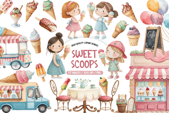 Ice Cream Truck Clipart Bundle: Summer Design Assets