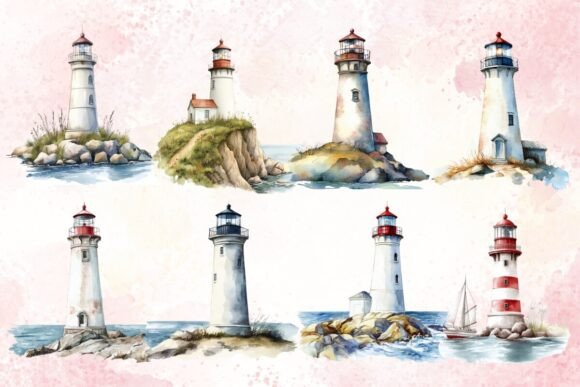 Lighthouse Watercolor Clipart: A Beacon for Your Creative Projects