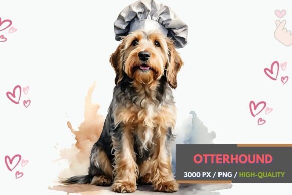 Otterhound Dog As Chef Sublimation Art: A Rare Design Asset