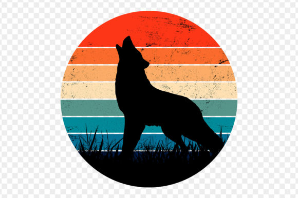 Silhouette of Wolf Retro Vintage Art: Bold Graphic for Creative Projects