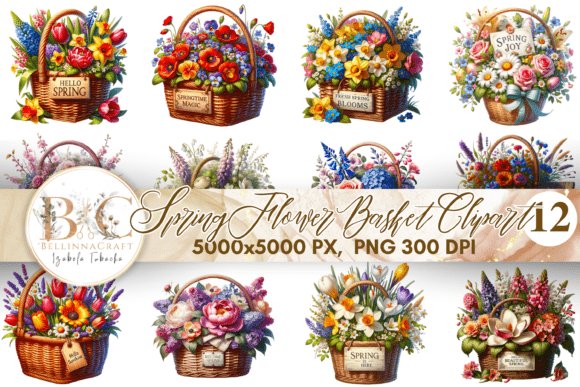 Spring Flower Basket Clipart: Elevating Your Seasonal Designs