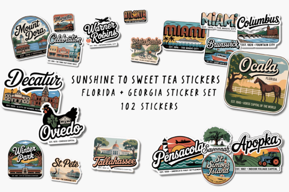 Sunshine to Sweet Tea: A Vintage Travel Sticker Set