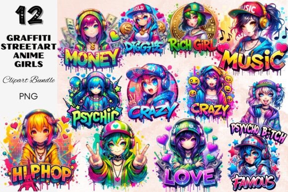 Urban Edge Meets Anime: Using Graffiti Clipart for Bold Design