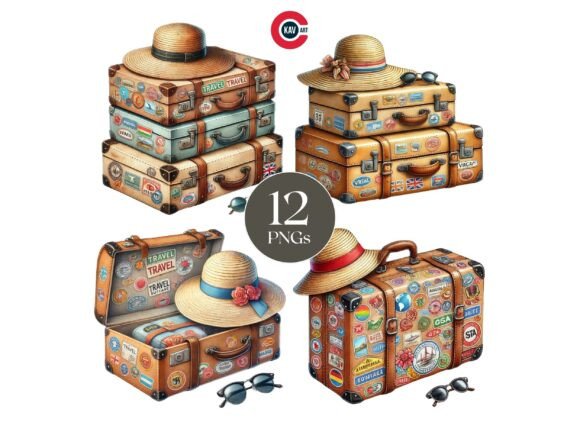 Vintage Travel Suitcase with Hat Clipart: A Journey in Design