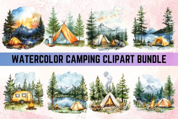 Watercolor Camping Clipart - Travel Png: Your Creative Toolkit