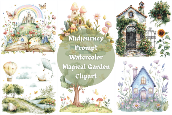 Watercolor Magical Garden Clipart: A Designer's Whimsical Asset