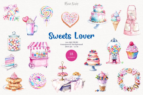 Watercolor Sweets Lover: A Candy Lover's Dream for Creative Design