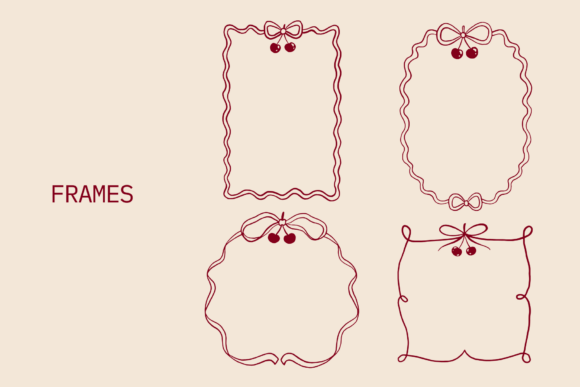 Whimsical Coquette Cherry Frames Set: A Designer's Nostalgic Toolkit