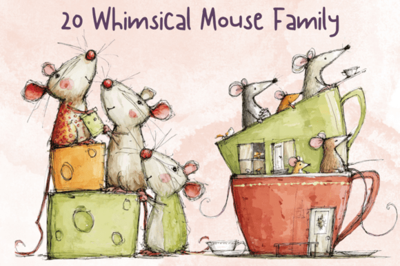 Whimsical Mouse Family Clipart Set: Adding Cozy Storybook Charm
